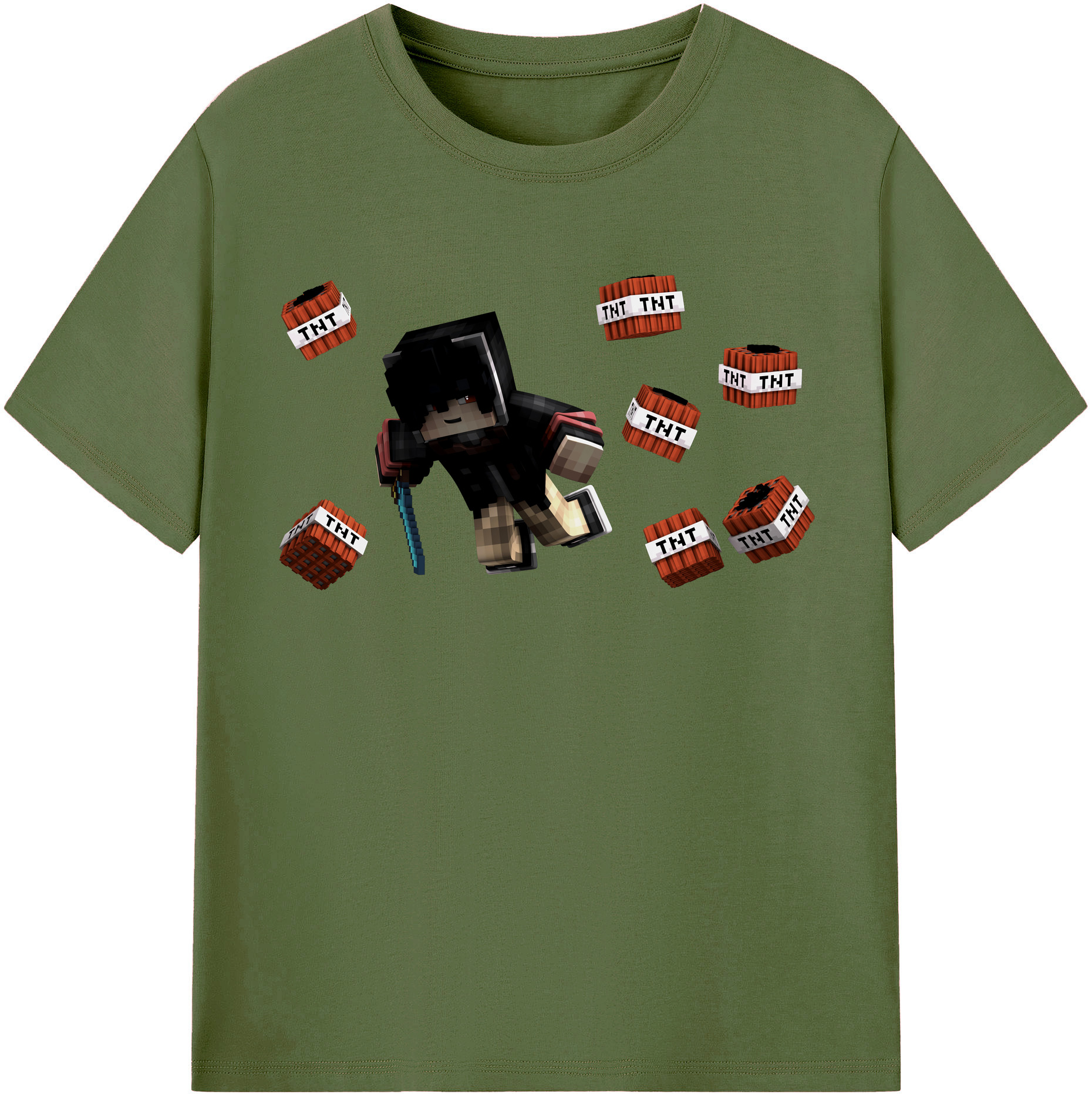 （画像用） マインクラフト ブロックの世界 Minecraft MC Block world 綿100％半袖Tシャツ（フロントプリント）